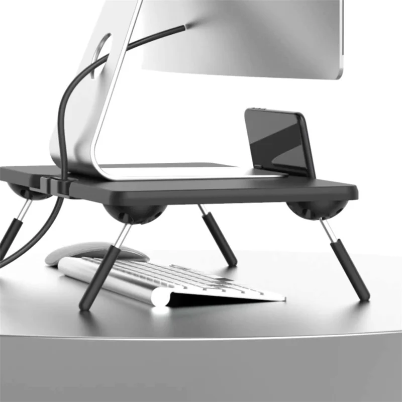 TT4M MDF+PVC Computer Monitor Riser Adjustable Desktop Stand Laptop Base - White