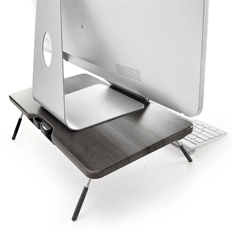 TT4M MDF+PVC Computer Monitor Riser Adjustable Desktop Stand Laptop Base - Light Wood Grain
