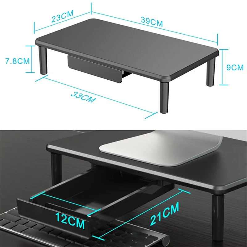 STC39 MDF Board Computer Monitor Laptop Riser Desktop Stand with 1 Drawer