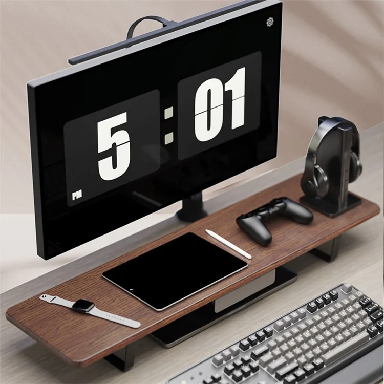 SHC79 Lengthen Wooden Computer Monitor Laptop Heighten Desktop Stand with 1 Drawer - Wood Grain