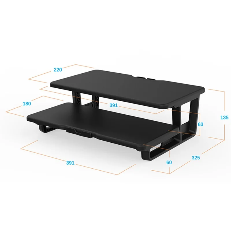 SP 2 Layer Wooden Computer Monitor Laptop Heighten Stand Desktop Storage Rack - Black