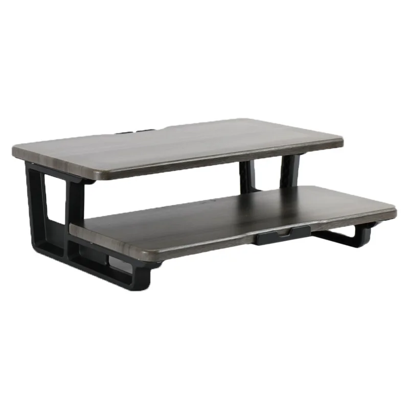 SP 2 Layer Wooden Computer Monitor Laptop Heighten Stand Desktop Storage Rack - Dark Wood Grain