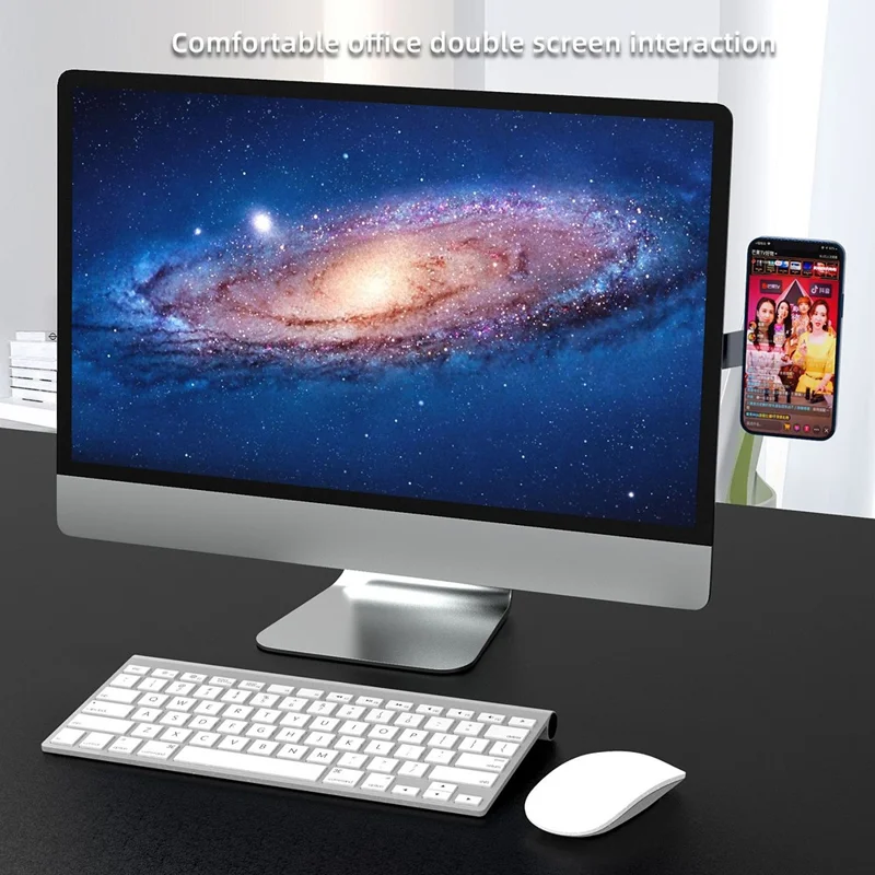 T617 Laptop Side Mount Phone Holder Aluminium Alloy Magnetic Phone Stand Computer Expansion Bracket - Silver