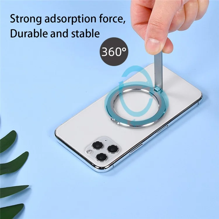 Magnetic Phone Holder 360 Degree Rotating Ring Phone Kickstand Foldable Stand for iPhone 16 / 16 Plus / 16 Pro / 16 Pro Max - Black