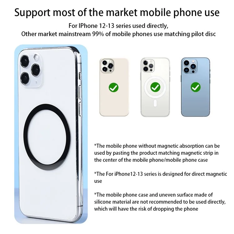 Magnetic Phone Holder 360 Degree Rotating Ring Phone Kickstand Foldable Stand for iPhone 16 / 16 Plus / 16 Pro / 16 Pro Max - Black