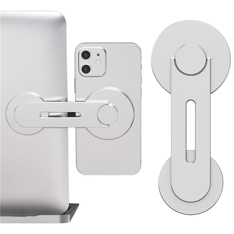 AHASTYLE WG26-5 Support de téléphone portable en alliage d'aluminium magnétique réglable compatible avec MagSafe / iPhone 16 / 16 Plus / 16 Pro / 16 Pro Max - Argent