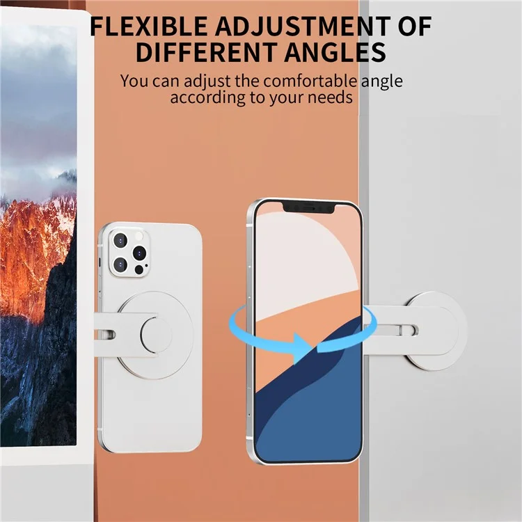 AHASTYLE WG26-5 Support de téléphone portable en alliage d'aluminium magnétique réglable compatible avec MagSafe / iPhone 16 / 16 Plus / 16 Pro / 16 Pro Max - Argent