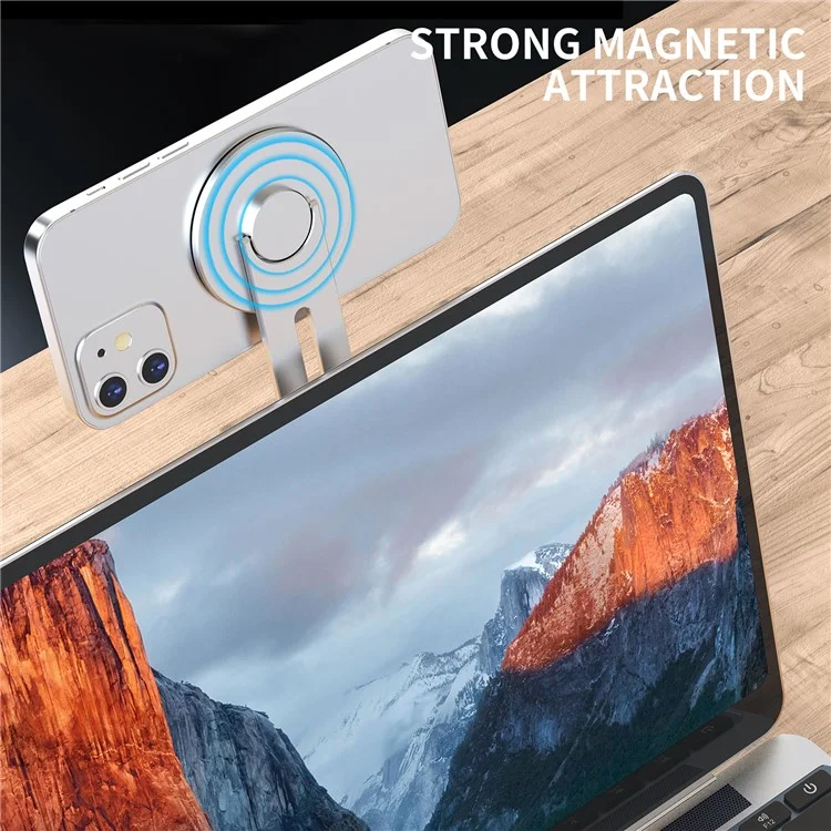 AHASTYLE WG26-5 Support de téléphone portable en alliage d'aluminium magnétique réglable compatible avec MagSafe / iPhone 16 / 16 Plus / 16 Pro / 16 Pro Max - Argent