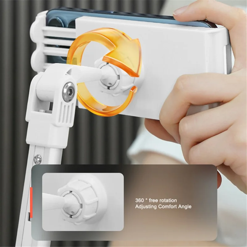 YL-901 Desktop Tablet Holder Mount Foldable Phone Stand Phone Clamp Tablet Holder for iPhone 16 / 16 Plus / 16 Pro / 16 Pro Max - White