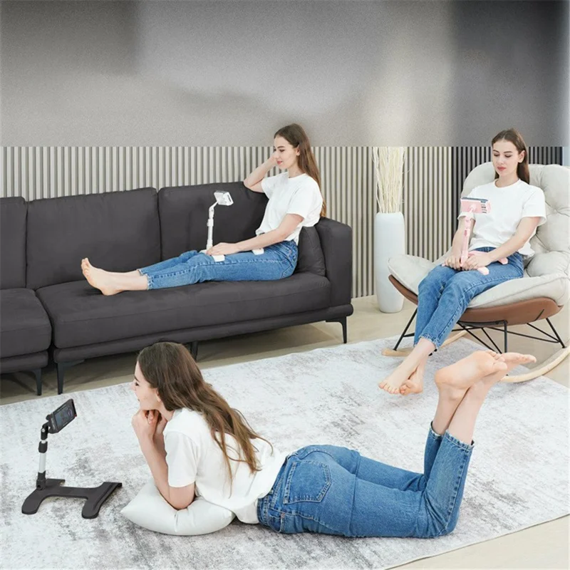 YL-901 Desktop Tablet Holder Mount Foldable Phone Stand Phone Clamp Tablet Holder for iPhone 16 / 16 Plus / 16 Pro / 16 Pro Max - White