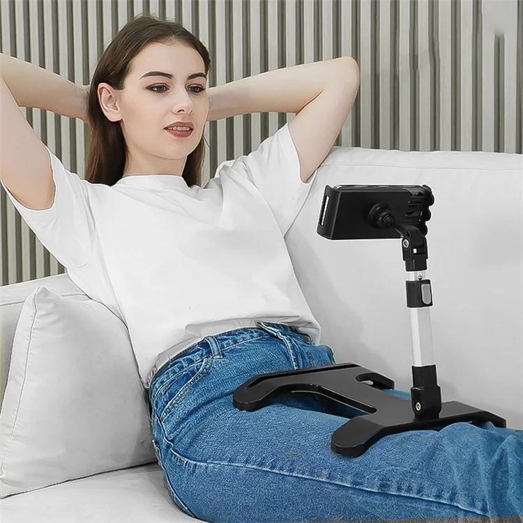 YL-901 Desktop Tablet Holder Mount Foldable Phone Stand Phone Clamp Tablet Holder for iPhone 16 / 16 Plus / 16 Pro / 16 Pro Max - Black