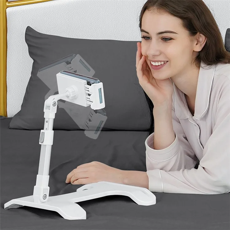 YL-901 Desktop Tablet Holder Mount Foldable Phone Stand Phone Clamp Tablet Holder for iPhone 16 / 16 Plus / 16 Pro / 16 Pro Max - Black