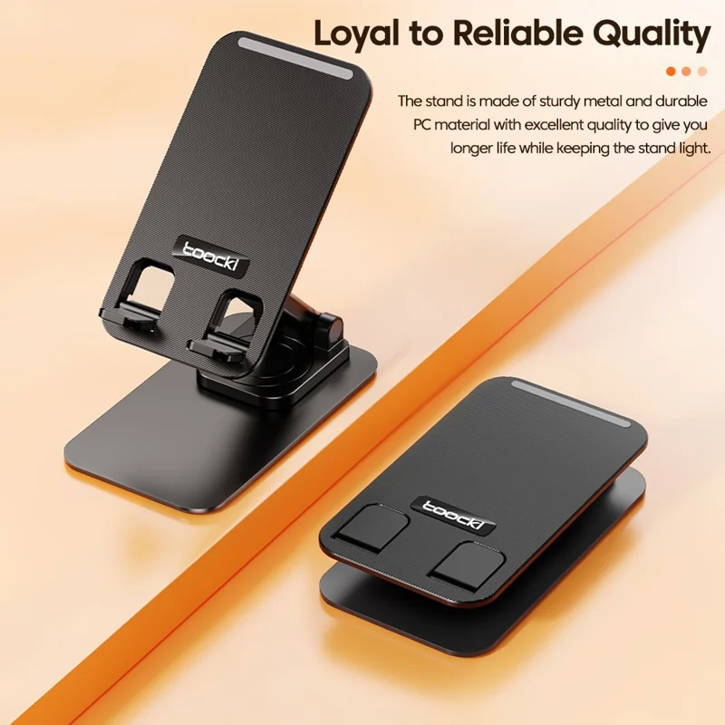 TOOCKI TQ-ZJ04 Support Ajustable pour Téléphone Portable pour iPhone 16 / 16 Plus / 16 Pro / 16 Pro Max Support de Bureau Pliable - Noir