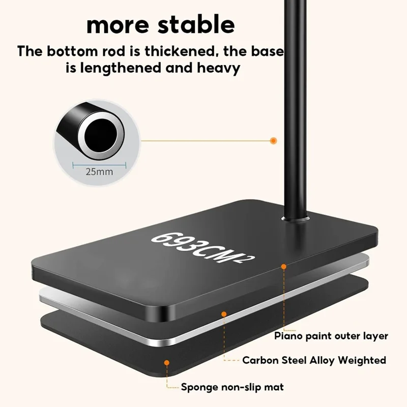 JOPREE L10PRO 1.6m Tablet Floor Stand with Desktop Clip Telescopic for iPhone 16 / 16 Plus / 16 Pro / 16 Pro Max 4 - 13inch Devices - White