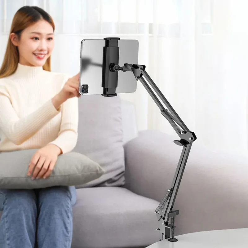 JOPREE L10PRO 1.6m Tablet Floor Stand with Desktop Clip Telescopic for iPhone 16 / 16 Plus / 16 Pro / 16 Pro Max 4 - 13inch Devices - White