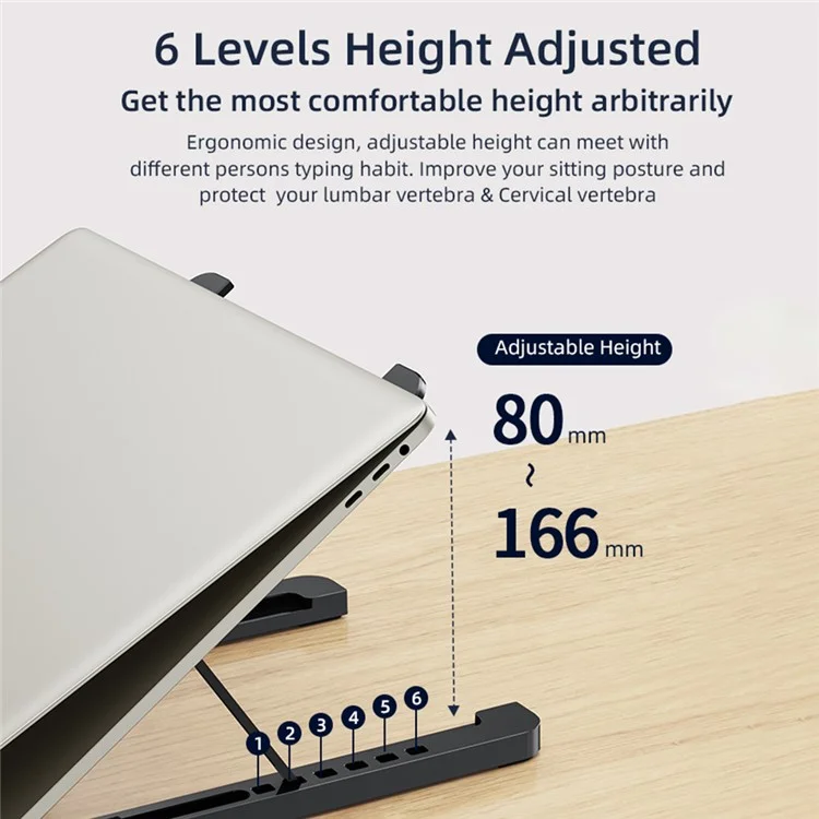 X5U Aluminum Alloy Laptop Stand Riser USB Hub with 3xUSB+2xType-C Ports, 6 Height Levels