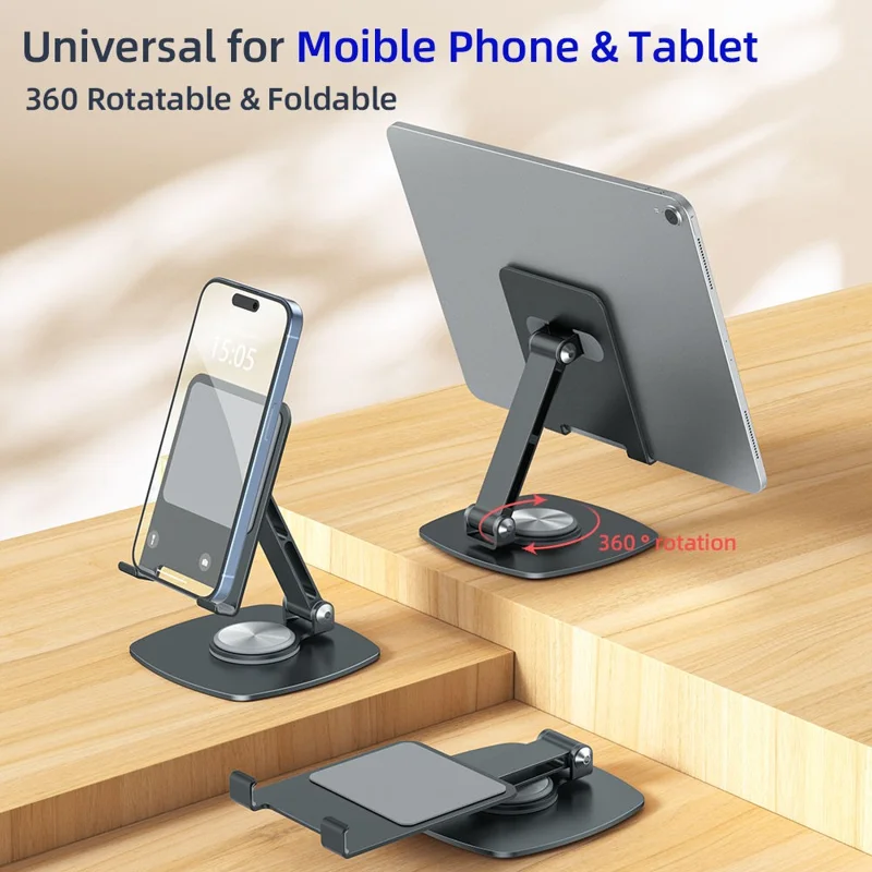 H23S Carbon Steel Cell Phone Bracket Stand Rotation Foldable Desktop Holder Tablet Stand