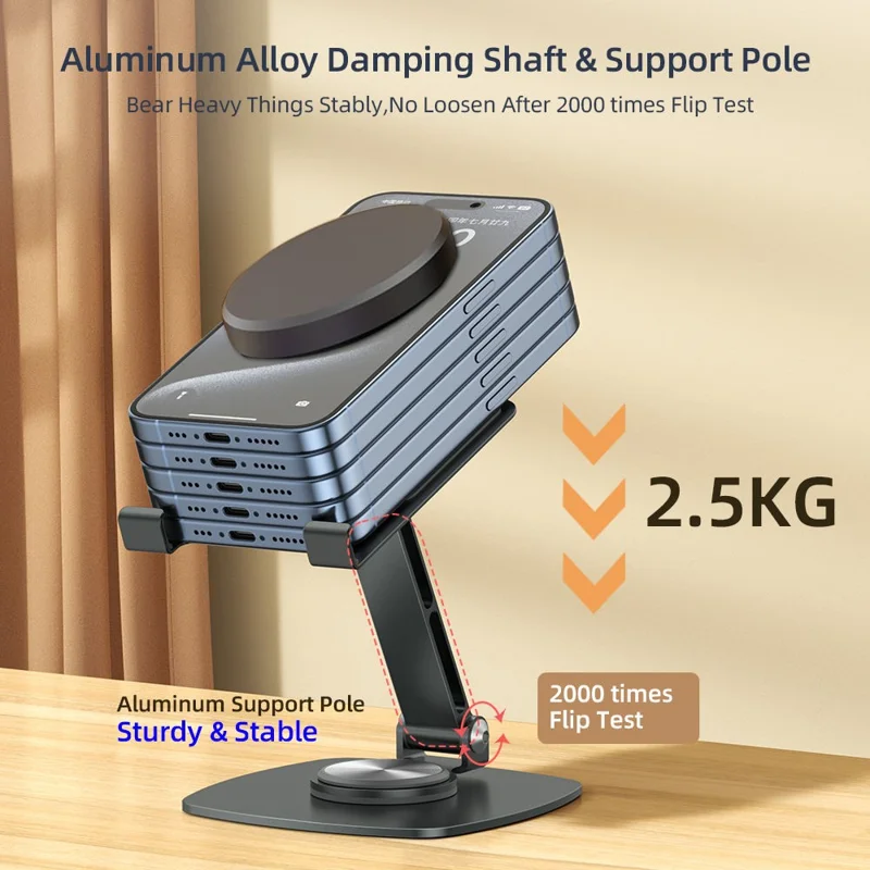 H23S Carbon Steel Cell Phone Bracket Stand Rotation Foldable Desktop Holder Tablet Stand