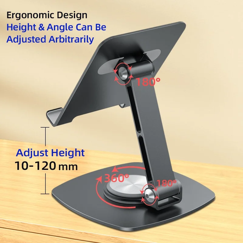H23S Carbon Steel Cell Phone Bracket Stand Rotation Foldable Desktop Holder Tablet Stand