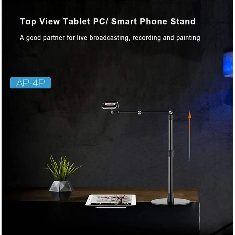 Support pour téléphone cellulaire UPERGO AP-4P Live Streaming Bracket Adjustable Phone Holer pour appareils de 4,5 à 6,5 pouces