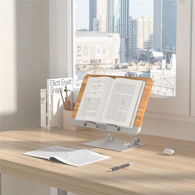 UPERGO BG-2S 360° Rotating Book Stand ABS+Aluminum Alloy Adjustable Book Holder for Reading
