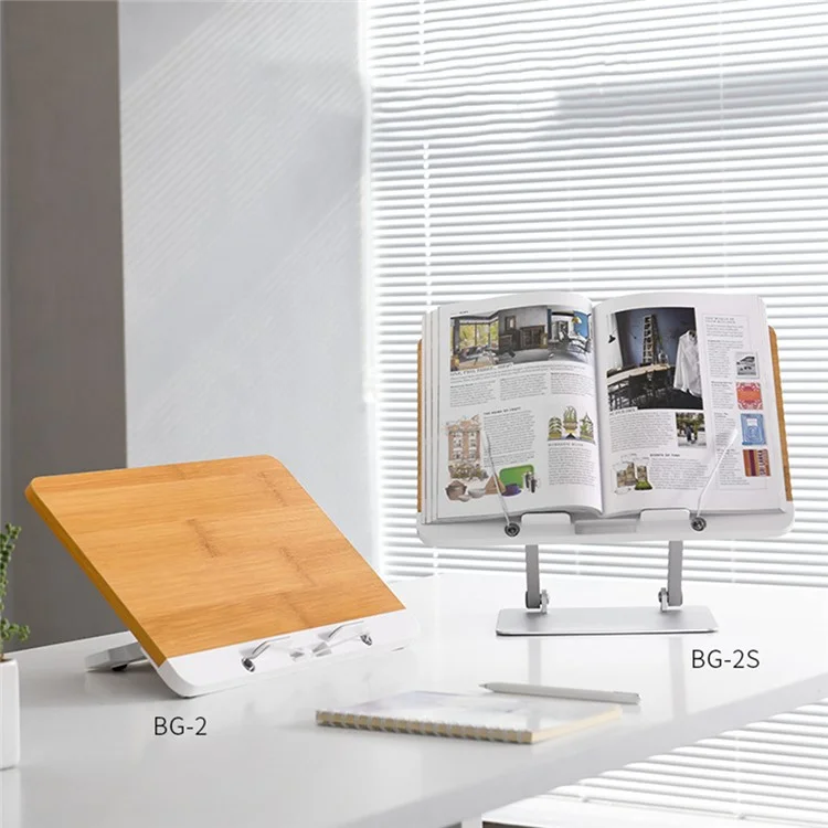 UPERGO BG-2S 360° Rotating Book Stand ABS+Aluminum Alloy Adjustable Book Holder for Reading