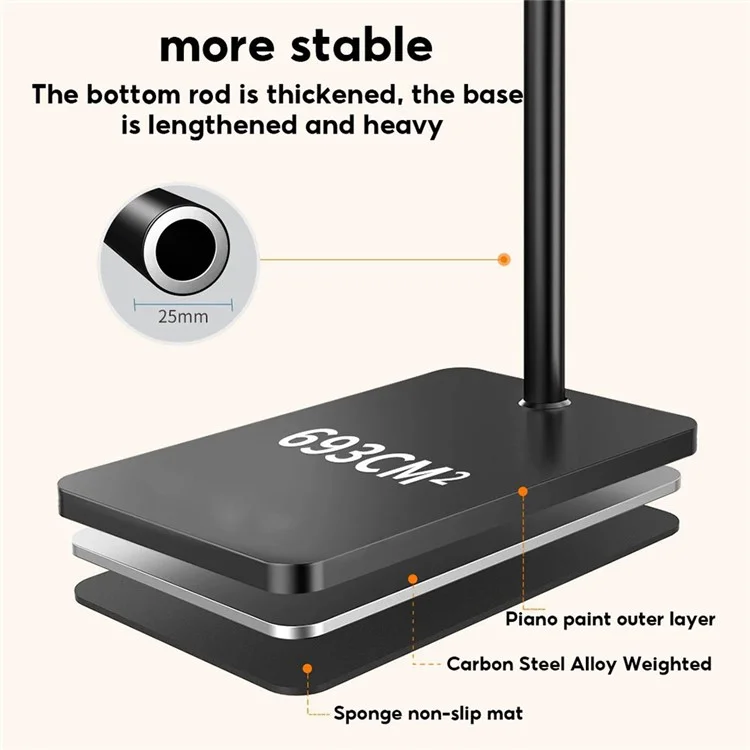 JOPREE L10PRO 1.6m Tablet Floor Stand Angle Height Adjustable Holder for iPhone 16 / 16 Plus / 16 Pro / 16 Pro Max 4-13inch Devices - White