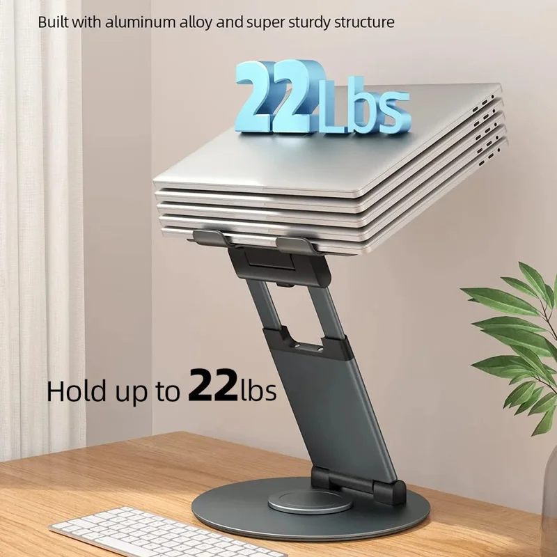 AS018-XS Tablet Stand Adjustable Tablet Holder 360 Degree Rotating Desk Stand for 10-17 inch Device - Grey