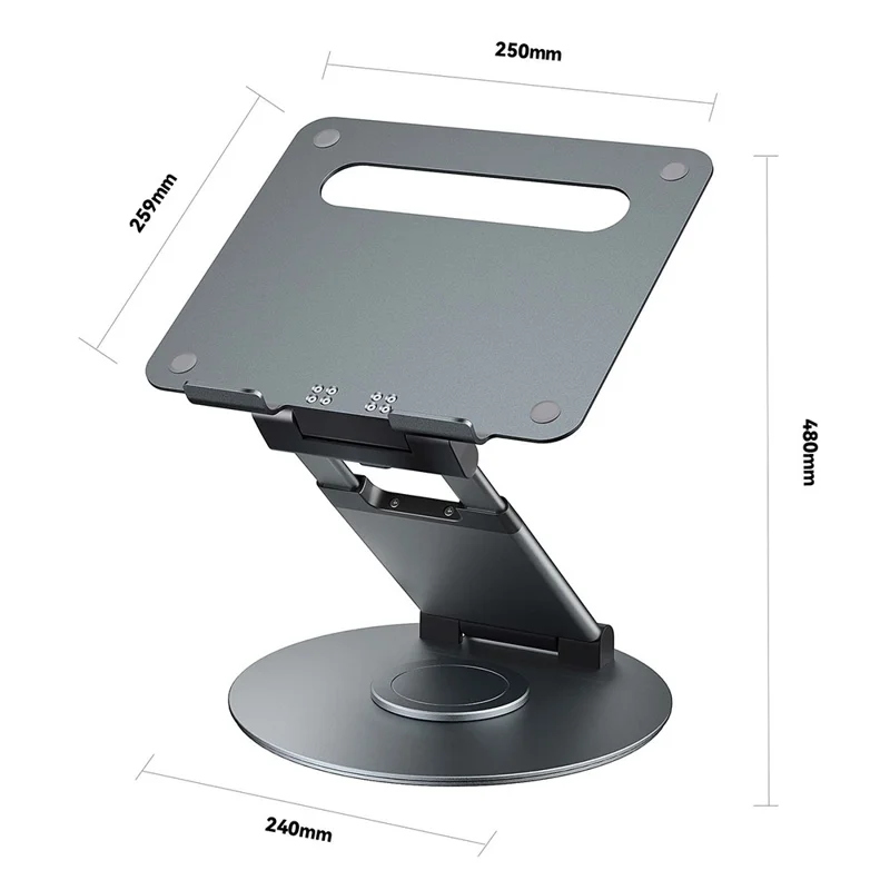 AS018-XS Tablet Stand Adjustable Tablet Holder 360 Degree Rotating Desk Stand for 10-17 inch Device - Grey