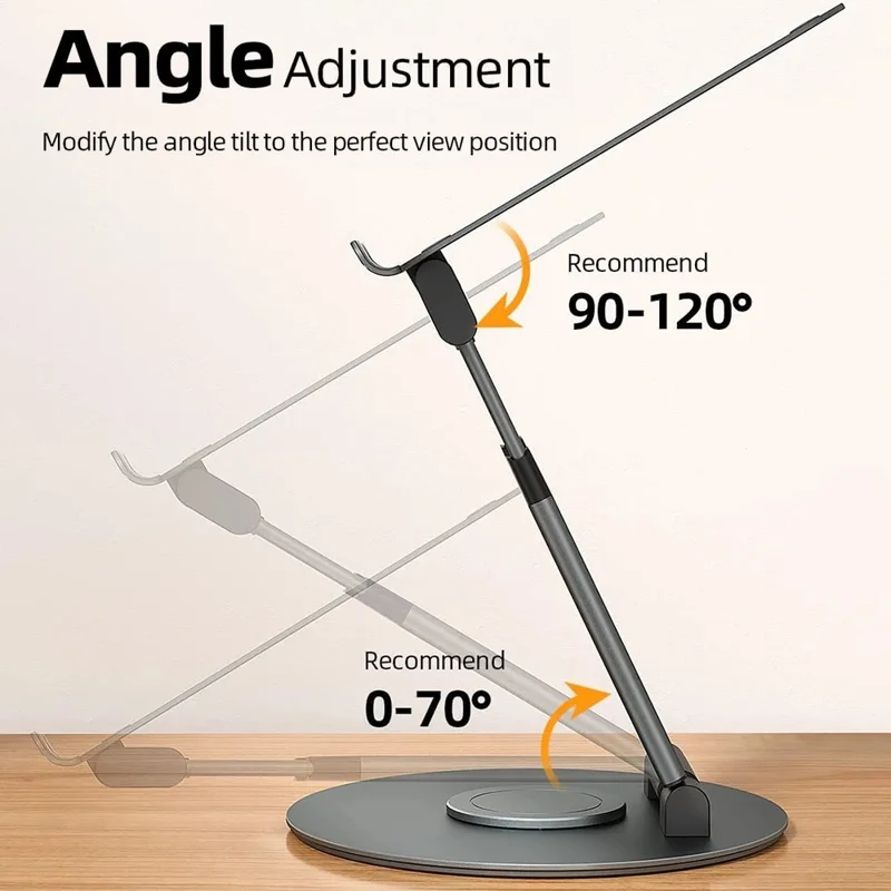 Support de tablette AS018-XS Ajustable Rotant à 360 degrés pour appareil de 10 à 17 pouces - Argent