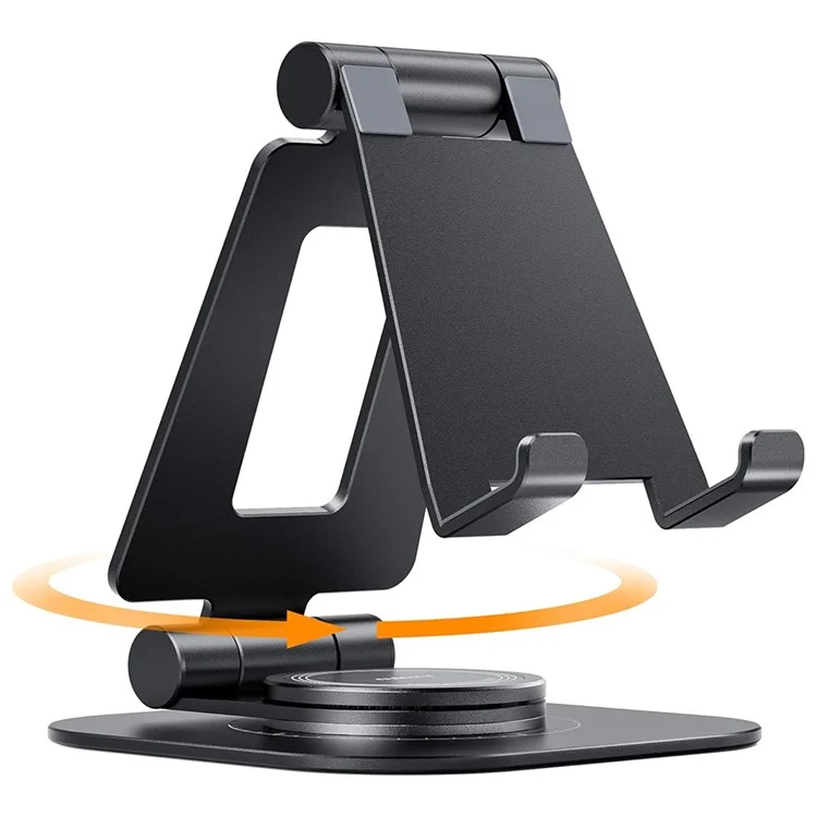 AS007-XS Cell Phone Stand Aluminum Alloy+Silicone Adjustable Angle Height Desk Dock Holder for 4.7-7 inch Devices - Black