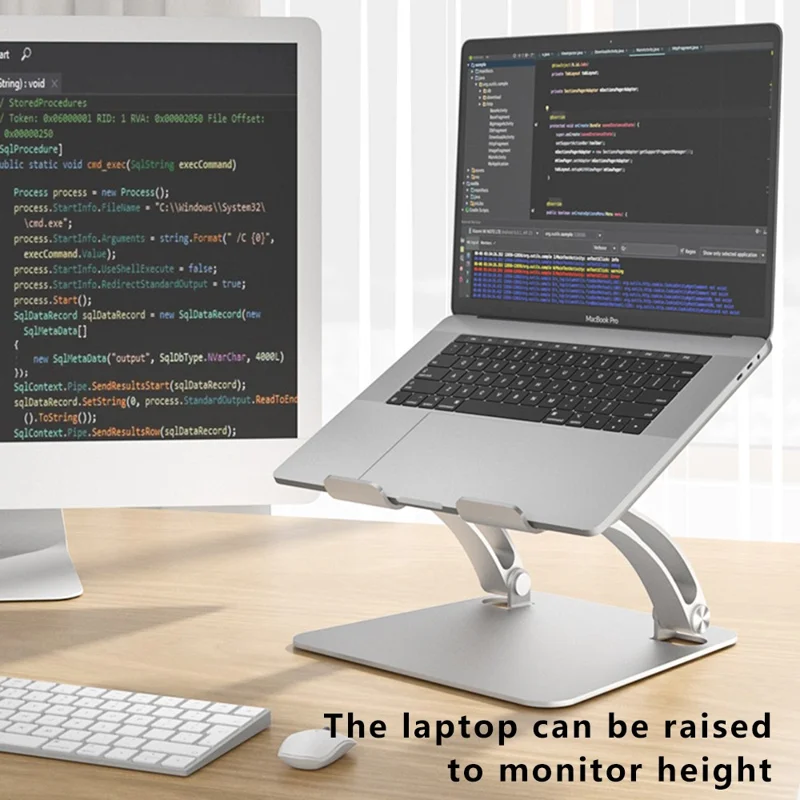 AS010-BMW Desktop Laptop Stand Holder Alluminio Lega Notebook Computer Riser - Argento