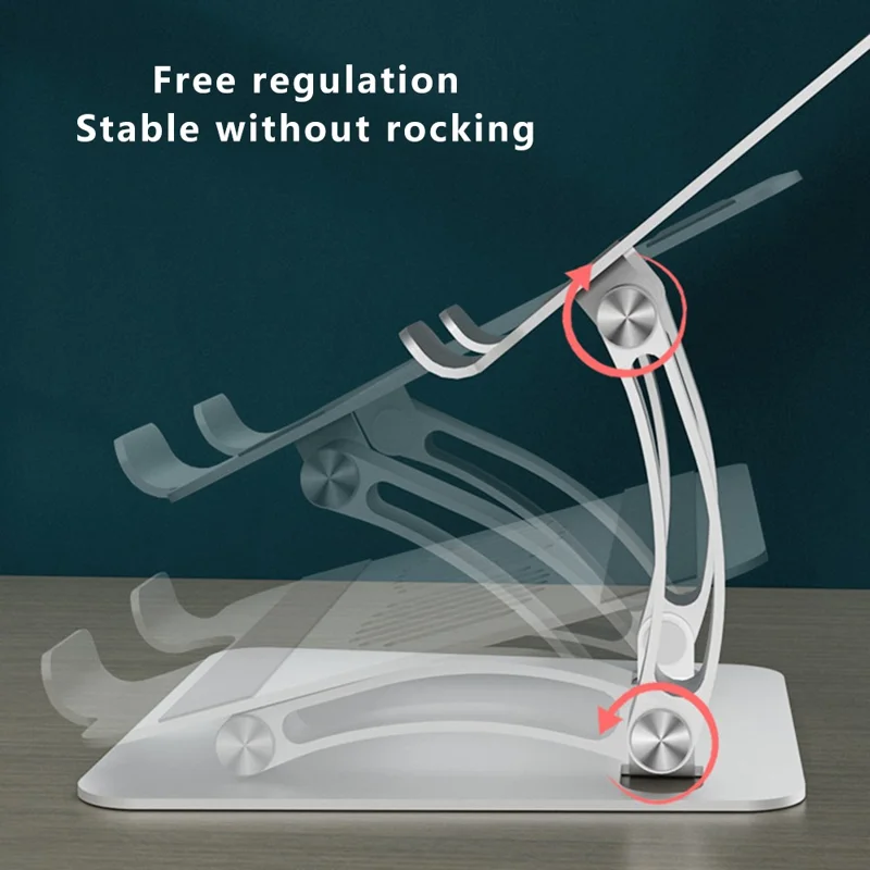 AS010-BMW Desktop Laptop Stand Holder Alluminio Lega Notebook Computer Riser - Argento