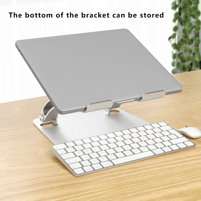 AS010-BMW Desktop Laptop Stand Holder Alluminio Lega Notebook Computer Riser - Argento