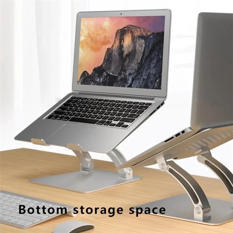 AS010 Adjustable Aluminum Alloy Laptop Riser Desktop Stand Holder for Notebook Computer - Grey