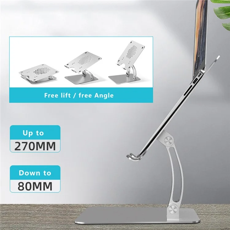 AS010 Adjustable Aluminum Alloy Laptop Riser Desktop Stand Holder for Notebook Computer - Grey