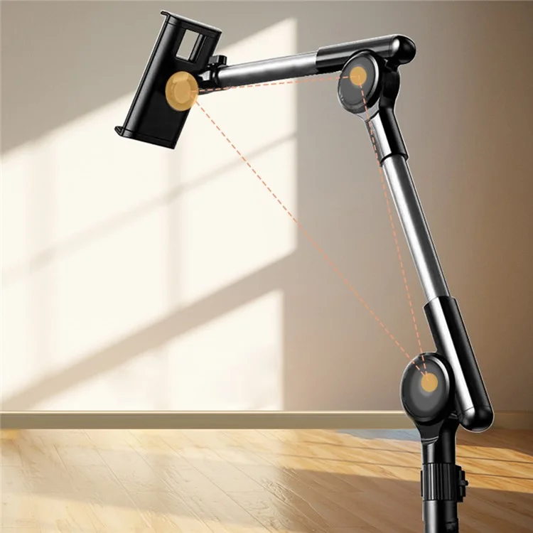 Bulk Buy BX-52A 1.4m Universal Phone Tablet Floor Stand for iPhone 16 / 16 Plus / 16 Pro / 16 Pro Max ABS + Carbon Steel Adjustable Bracket