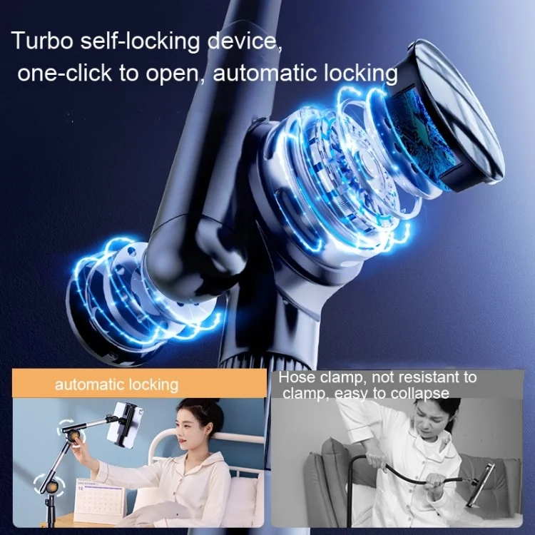 Bulk Buy BX-52A 1.4m Universal Phone Tablet Floor Stand for iPhone 16 / 16 Plus / 16 Pro / 16 Pro Max ABS + Carbon Steel Adjustable Bracket