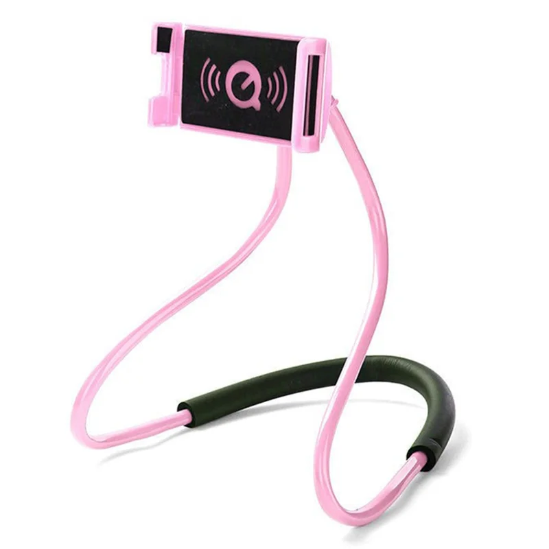 Supporto da scrivania per telefono e tablet da appendere al collo per iPhone 16 / 16 Plus / 16 Pro / 16 Pro Max, flessibile e comodo - Rosa