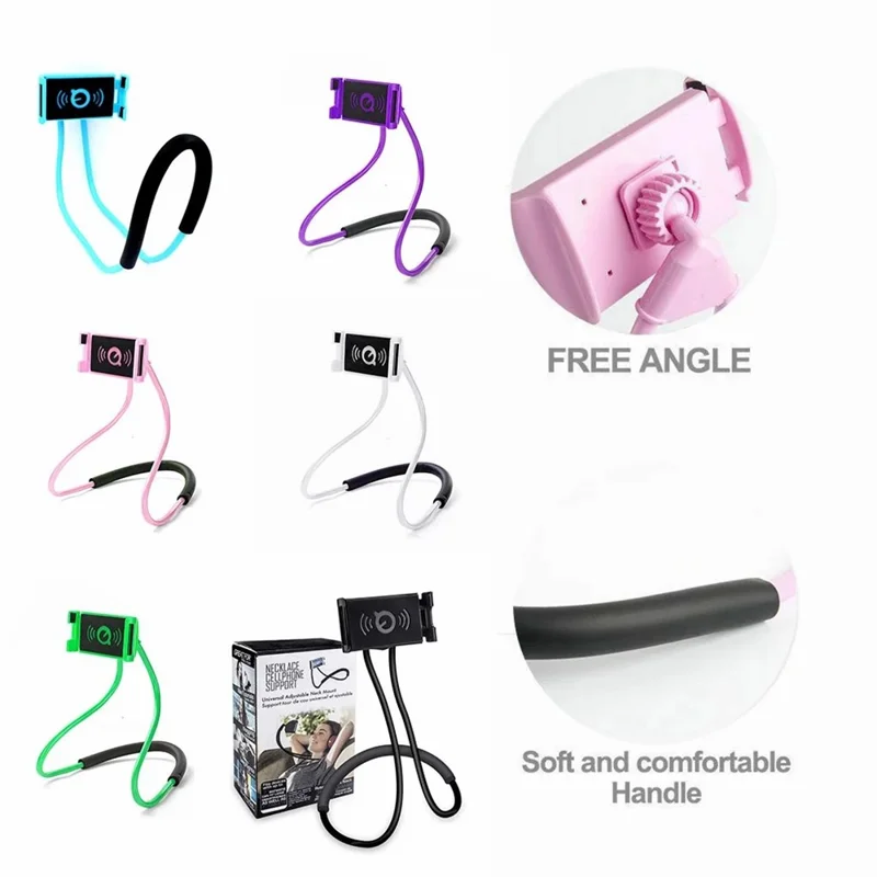 Suporte de Mesa para Celular e Tablet, Pendurado no Pescoço, Flexível e Preguiçoso, para iPhone 16 / 16 Plus / 16 Pro / 16 Pro Max - Azul