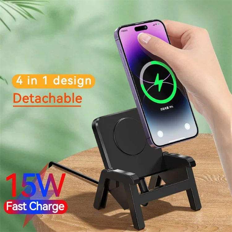 Chargeur sans fil détachable 15W Amplificateur de son Pied pour chaise (Certifié CE) - Noir