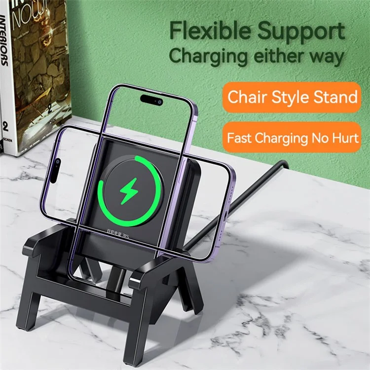 Chargeur sans fil détachable 15W Amplificateur de son Pied pour chaise (Certifié CE) - Noir
