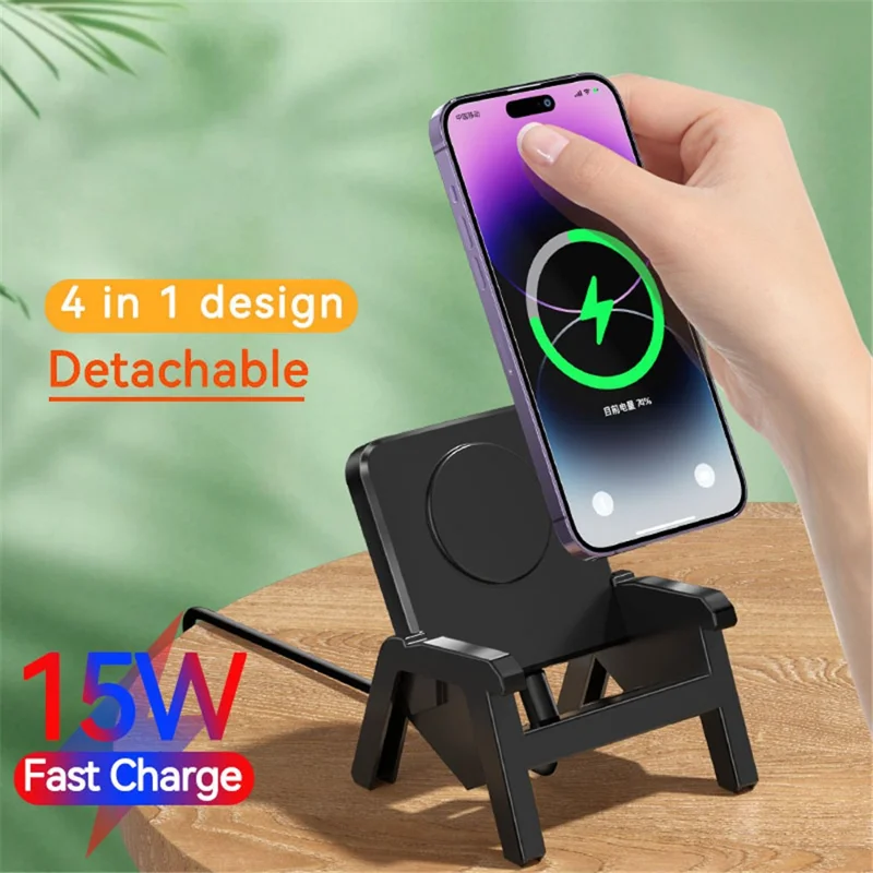 CF66 Detachable 15W Wireless Charger Stand Sound Amplifier Chair (CE Certified) - White
