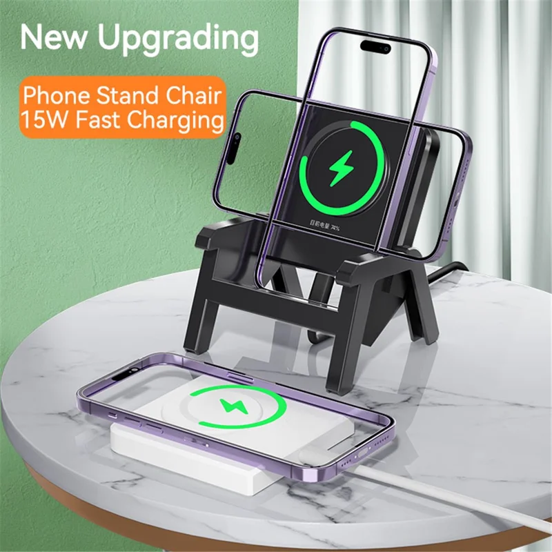 CF66 Detachable 15W Wireless Charger Stand Sound Amplifier Chair (CE Certified) - White