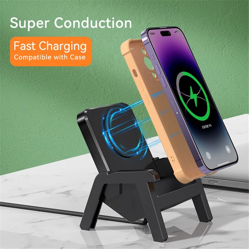 CF66 Detachable 15W Wireless Charger Stand Sound Amplifier Chair (CE Certified) - White