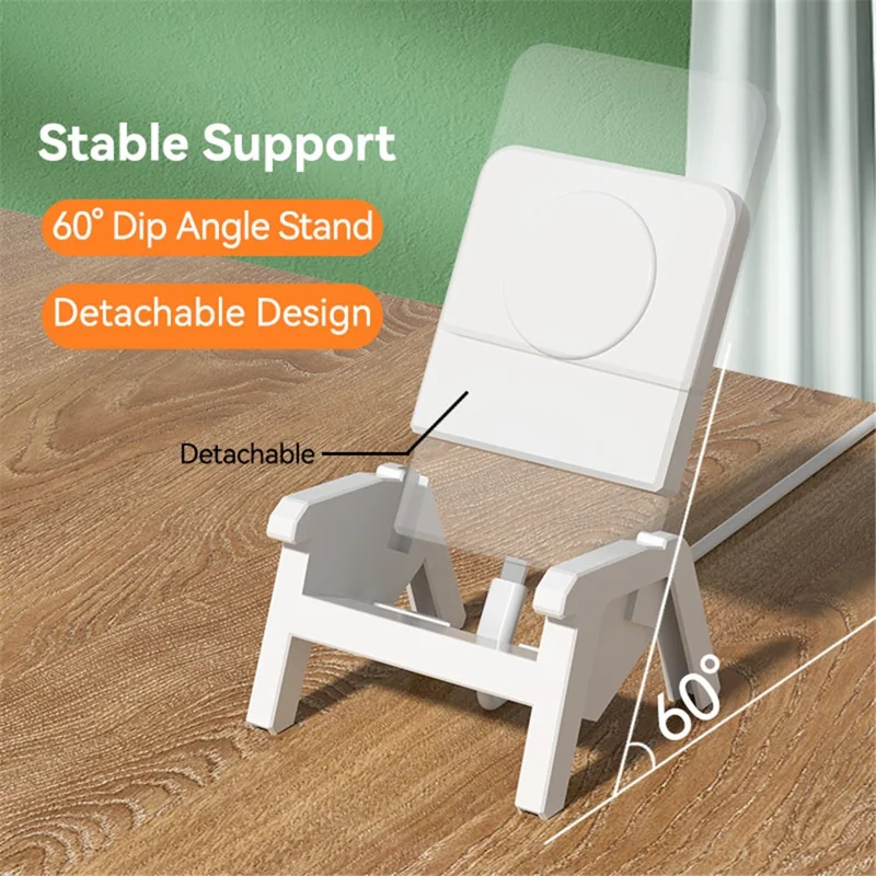 CF66 Detachable 15W Wireless Charger Stand Sound Amplifier Chair (CE Certified) - White