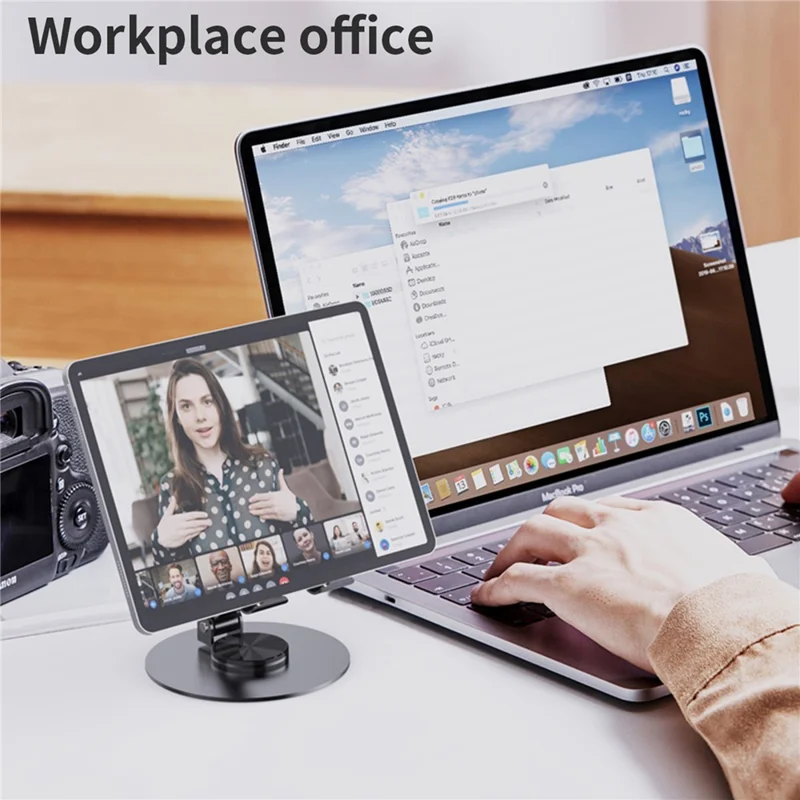 YY-027 Desktop Phone Bracket Stand 360° Rotation Foldable Desktop Holder Tablet Stand - Black