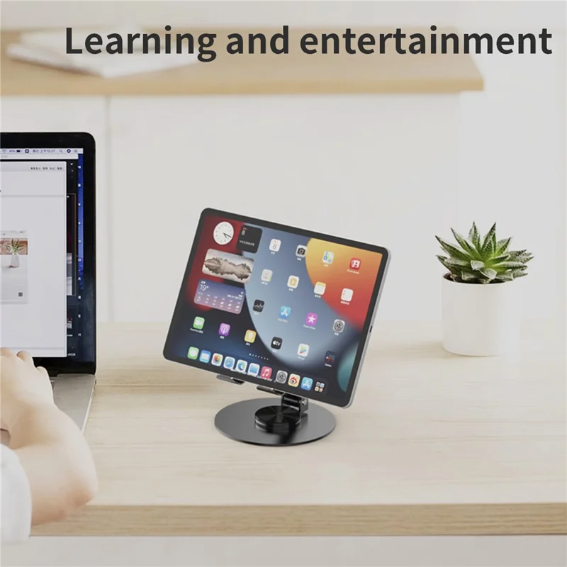 YY-027 Desktop Phone Bracket Stand 360° Rotation Foldable Desktop Holder Tablet Stand - Black