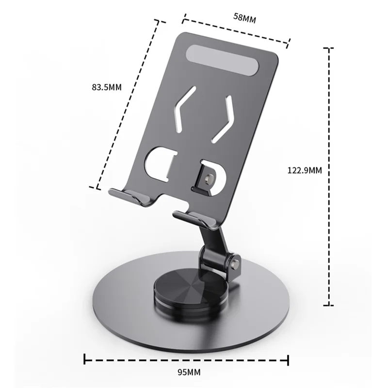 YY-027 Desktop Phone Bracket Stand 360° Rotation Foldable Desktop Holder Tablet Stand - Black