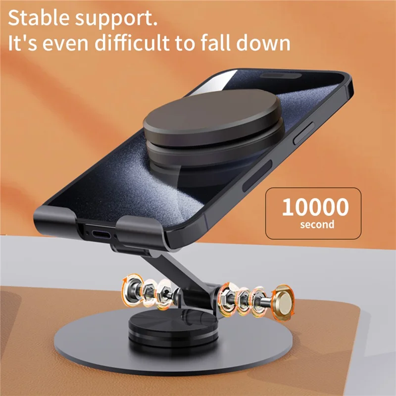 YY-027 Desktop Phone Bracket Stand 360° Rotation Foldable Desktop Holder Tablet Stand - Black